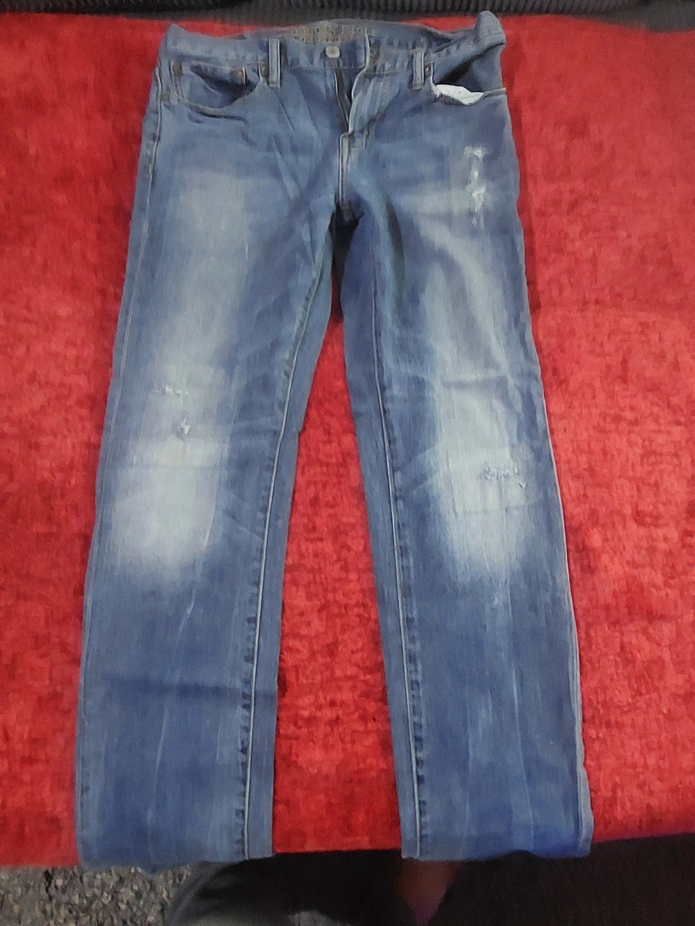 American Eagle Outfitters Men's Faded Blue Straight Jeans